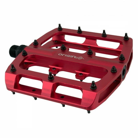 Origin8 Rascal XL Platform Pedals 9/16" Concave Aluminum Body Removable Pins Red