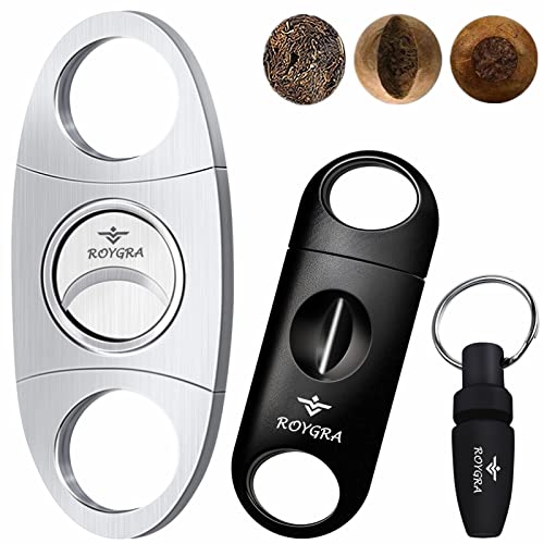roygra Cigar Cutter, Cigar Punch, VCut, Double Blade Guillotine 3