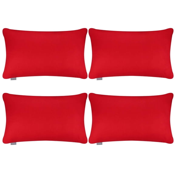 Thmyo Juego de 4 Fundas de Almohada Lumbar de Algodón 30x50cm Rojo