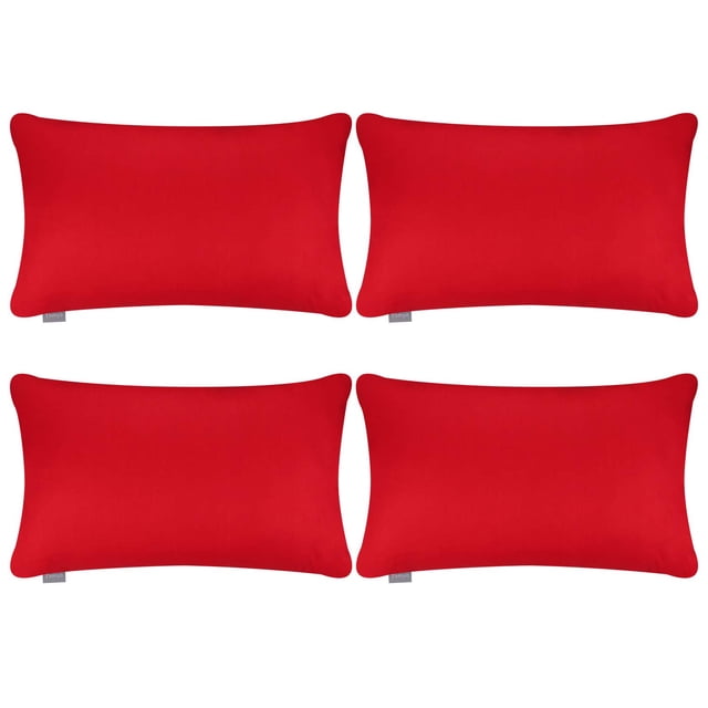 Thmyo Juego de 4 Fundas de Almohada Lumbar de Algodón 30x50cm Rojo