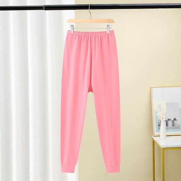 YUTK Boys and Girls Warm Pants Loose Fitting Children'S Home Pants Sleeping Pants Leggings Pink