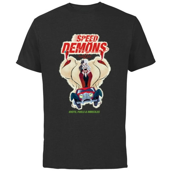 Disney Villains Cruella de Vil Speed Demons - Short Sleeve Cotton T-Shirt for Adults - Customized-Black