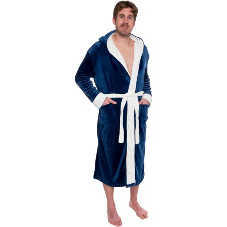 Ross Mens Hooded Two Tone Plush Kimono Bathrobe ross mens hooded two tone plush kimono bathrobe