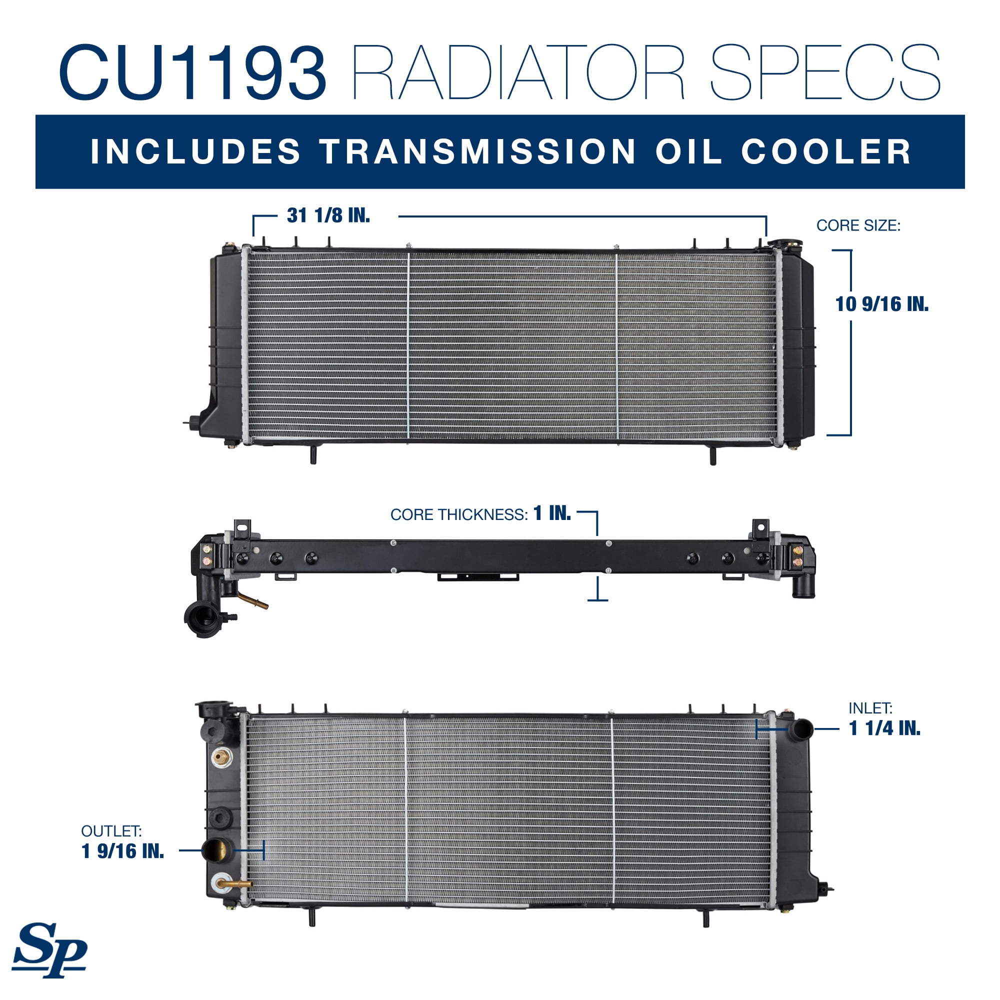 Spectra Premium CU1193 Automotive Radiator Fits select: 1991-2001 JEEP CHEROKEE, 1991-1992 JEEP COMANCHE