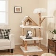 thumbnail image 2 of Costway 60" Tall Solid Wood Cat Tree with 2 Perches Condo Jute Scratching Posts Sisal Rope, 2 of 10