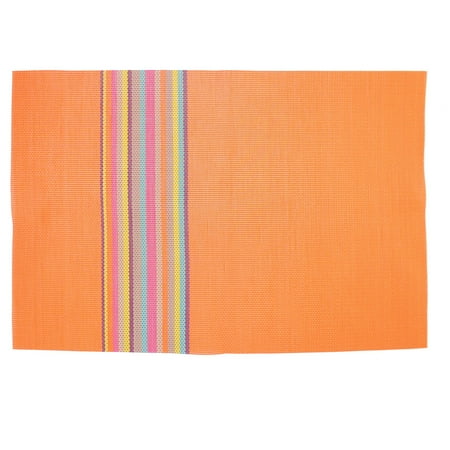 Orange Pvc Handmade Weave Stripe Dining Table Mat Placemat Coaster