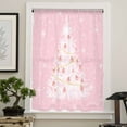 thumbnail image 4 of Pink Christmas Tree Semi Sheer Curtains Drapes for Living Room, Bedroom, French Doors Window 108 Inches Long, Winter Balls Snowflake Xmas Tree Rod Pocket Chiffon Curtain Drapery Voile Drape Panel, 4 of 6