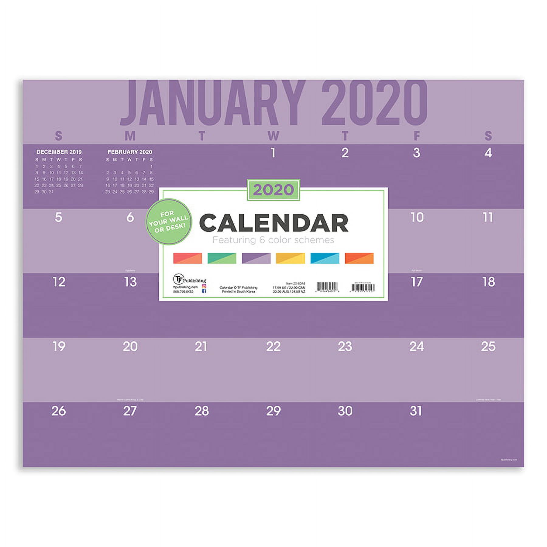 2020 Color Stripes Desk Pad Calendar - 22x17 Monthly Oversized Blotter for Home Office, Mom, Family Plans