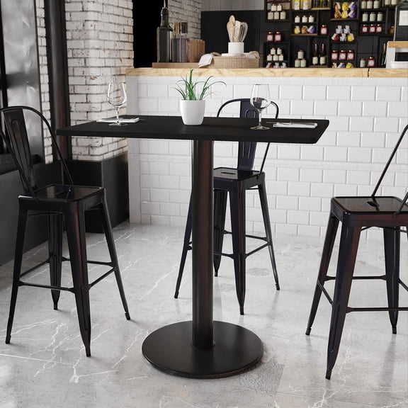 Bowery Hill 30" x 42" Restarant Bar Table in Black