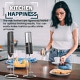 thumbnail image 7 of Milk Frother Handheld, Electric Coffe Frother, Drink Mixer with Stainless Steel Frother Stand, Mini Foam Maker, Electric Whisk for Milk Coffe Matcha Latte, Battery Operated, Black Silver, 7 of 7
