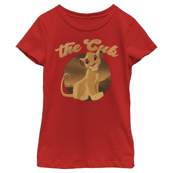 Girl's Lion King Simba The Cub  Graphic Tee Red Small