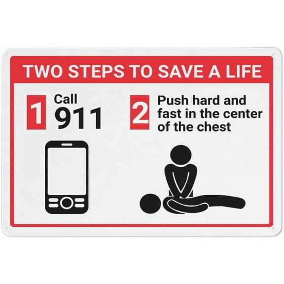 Two Steps to Save A Life 8"x12" Retro Metal Tin Sign - for Shop, Yard, Man Cave & Garage - Outdoor Funny Wall Decor Poster Plate
