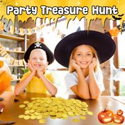 Sinekong 200 pcs Gold Coins, Plastic Gold Coins Bulk, Pirate Treasure for Pirate Party, Treasure Hunt Game, Fake Coins for Classroom Rewards Tokens