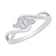 thumbnail image 2 of AFFY (0.2 cttw) Round Cut White Natural Diamond Bypass Flower Ring In 10k White Gold Ring Size-5, 2 of 2