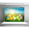 thumbnail image 1 of EREHome Polyester Fabric 7x5ft Easter Photography Backdrops Colorful Eggs Fence Easter Background Green Grass Photo Booth Props Backdrop, 1 of 2