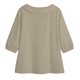 thumbnail image 5 of Mujeres Manga Corta Tops 3/4 Manga Blusa Ruffle Puff Cordón de Lino Color Sólido Casual Camisa de Verano, 5 of 5