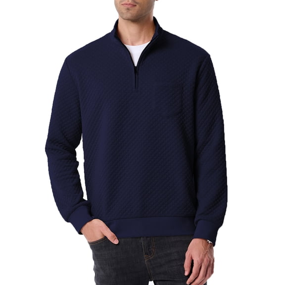 LIaqionyy Mens Sweatshirt Quarter Zip Pullover Long Sleeve Fall Winter Casual Mock Neck Sweatshirts with Pockets