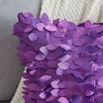 thumbnail image 4 of Funda de cojín de color sólido REGALWOVEN, paquete de 2, con diseño de hojas de lentejuelas 3D para interiores y exteriores, púrpura 18" x 18", 4 of 7