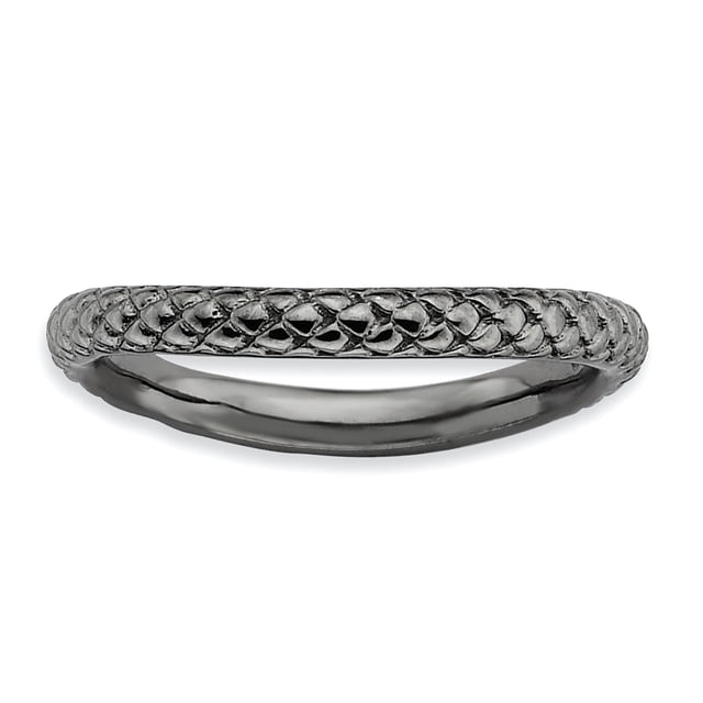 Sterling Silver Stackable Expressions Polished Black-plate Wave Ring Size 7