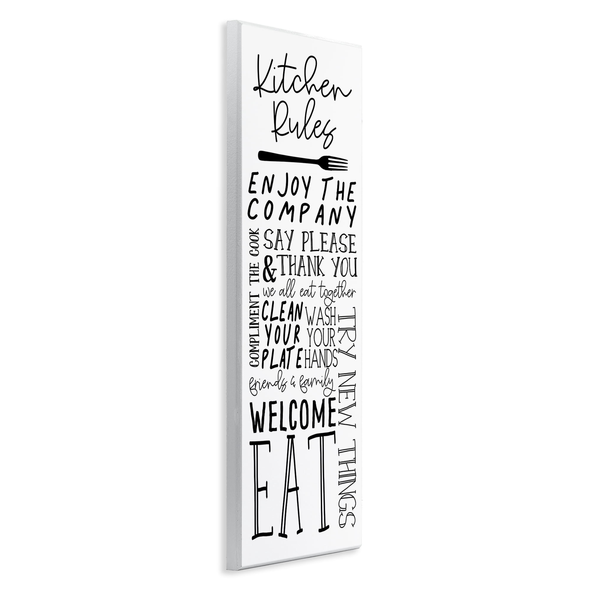 Stupell Industries Kitchen Rules Typography Food & Beverage Painting Unframed Art Print Wall Art, 7 x 17