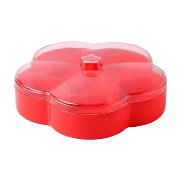 witspace Divided Serving Tray with Lid Colored Flower Shaped Snack Tray Fruit Bowl Candy Container Appetizer Tray with Lid, 6 Compartment Plastic Food Storage Organizer for Party Supply
