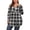 Black White Plaid, variant on Plus Size Henley Shirts for Women V Neck Button Long Sleeve Flowy Tunic Tops Curved Hem Fall Blouse Black 2X