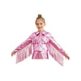 thumbnail image 3 of Lejafay Kids Girls Metallic Fringe Bomber Jacket Shiny Zipper Blazer Musical Party Performance Costume Pink 12, 3 of 7