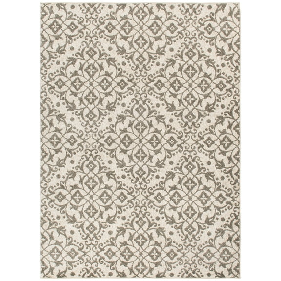 Mayberry Rug AU8592 5X8 5 ft. 3 in. x 7 ft. 3 in. Augusta Dominion Ivy-Area Rug, Grey