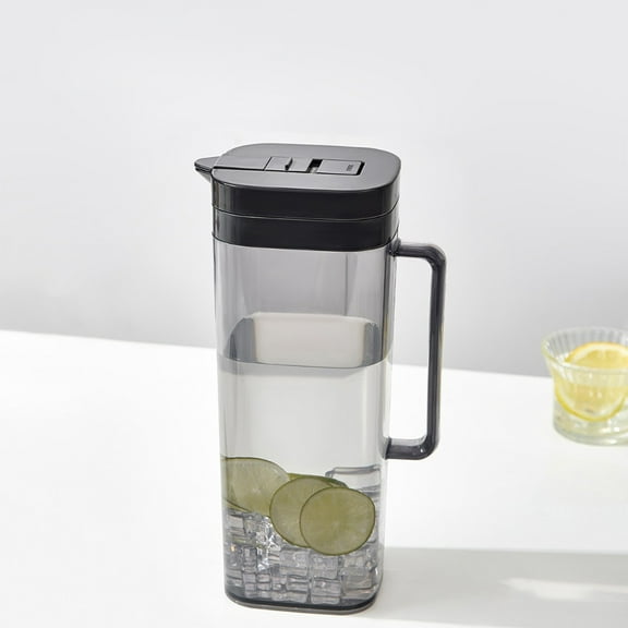 HengDidi 2000ml Large Capacity Leak-Proof Press-to-Pour Cold Water Pitcher With Flip Top AS Material Temperature Resistant For Fruit Tea Beverages Juice Storage Easy Fill and Pour Household Essential