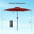 thumbnail image 3 of Gymax Parasol de Patio 7,5 Pi Parasol de Marché Extérieur Robuste avec Inclinaison à Bouton-Poussoir Bourgogne, 3 of 10