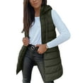 thumbnail image 5 of Fnooota Womens Puffer Vest with Zipper, Lightweight Sleeveless Drawstring Mid-length Winter Jacket Outerwear Army Green Size XL, 5 of 6