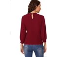 thumbnail image 2 of Blusa Casual de Manga abullonada para Mujer con Abertura en la Espalda Borgoña profunda G Borgoña profunda G Xishao ropa, 2 of 2