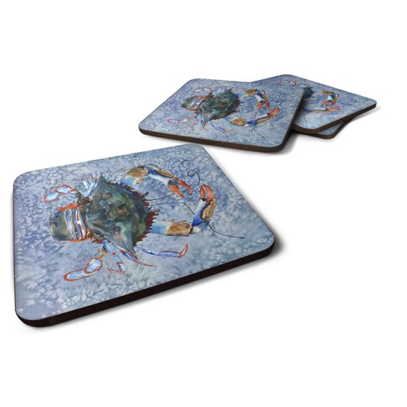 Carolines Treasures 8149-FC Set of 4 Crab  Foam Coasters 3 1/2 x 3 1/2 multicolor