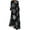 Black, variant on ZANZEA Women Tiered Printed V-Neck Elegant Casual Long Dress