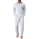 thumbnail image 1 of INSPIRAR CHIC Conjunto de Pijamas Casuales de 2 Piezas de Manga Larga de Color Sólido con Cuello Redondo para Hombre S Gris Blanco, 1 of 5