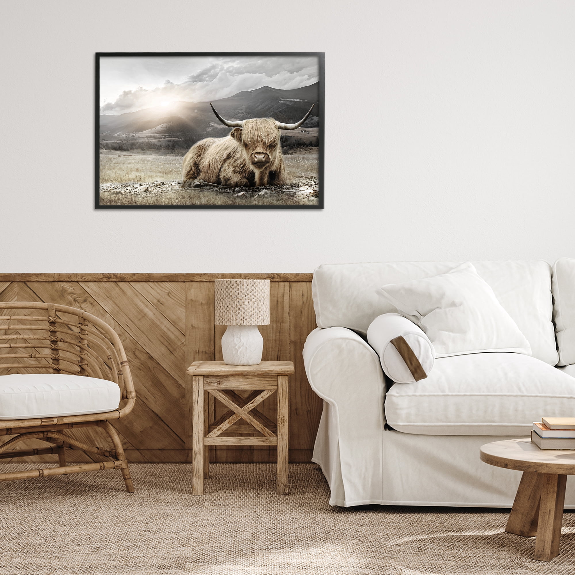 Stupell Industries Cattle Resting in Morning Sun Black Framed Giclee Art, design by CAD Designs