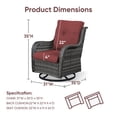 thumbnail image 5 of PARKWELL 2PCS Outdoor Swivel Gliders - Patio Wicker Bistro Furniture Set for Porch Balcony Backyard - Red Cushioned Swivel Rocking Chairs in Gray Wicker, 5 of 5
