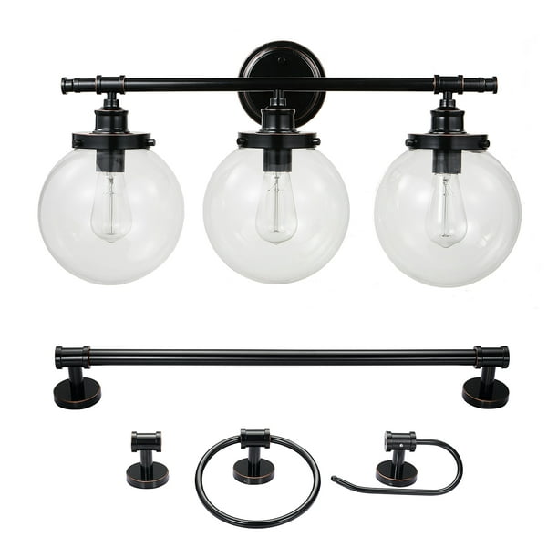 Globe Electric Milan 5 Piece Oil Rubbed, 5 Light Vanity Fixture Oil Rubbed Bronze