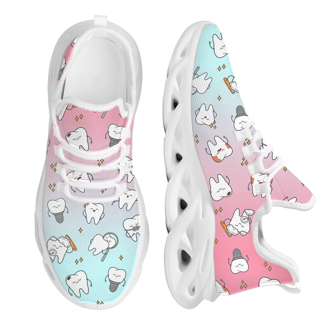 Zapatos dentales para mujer, zapatillas de deporte de malla resistentes al desgaste con diseño de diente de dentista kawaii, tenis clásicos para mujer