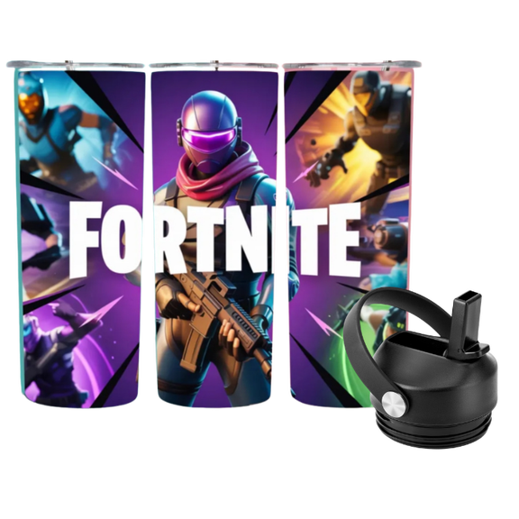 20oz Stainless Steel Water Bottle/ Travel Mug with Fort Night Design