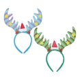 thumbnail image 1 of Cintas para el pelo de Navidad Rayas de Navidad Botones de cabeza de asta grande Regalos de Navidad Sombrero de Navidad Tocado de fiesta Vestir (azul, verde) (2 piezas) LingWen 8390612381089, 1 of 1