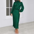 thumbnail image 6 of IDOPIP Women's Elegant Long Sleeve Satin Dress Mock Neck Elastic Waist Cocktail Party Maxi Dress, 6 of 8