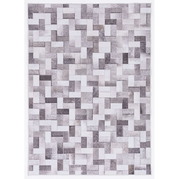 Linon Laredo Burke Woven Polyester 6'7"x9'7" Rug in Gray