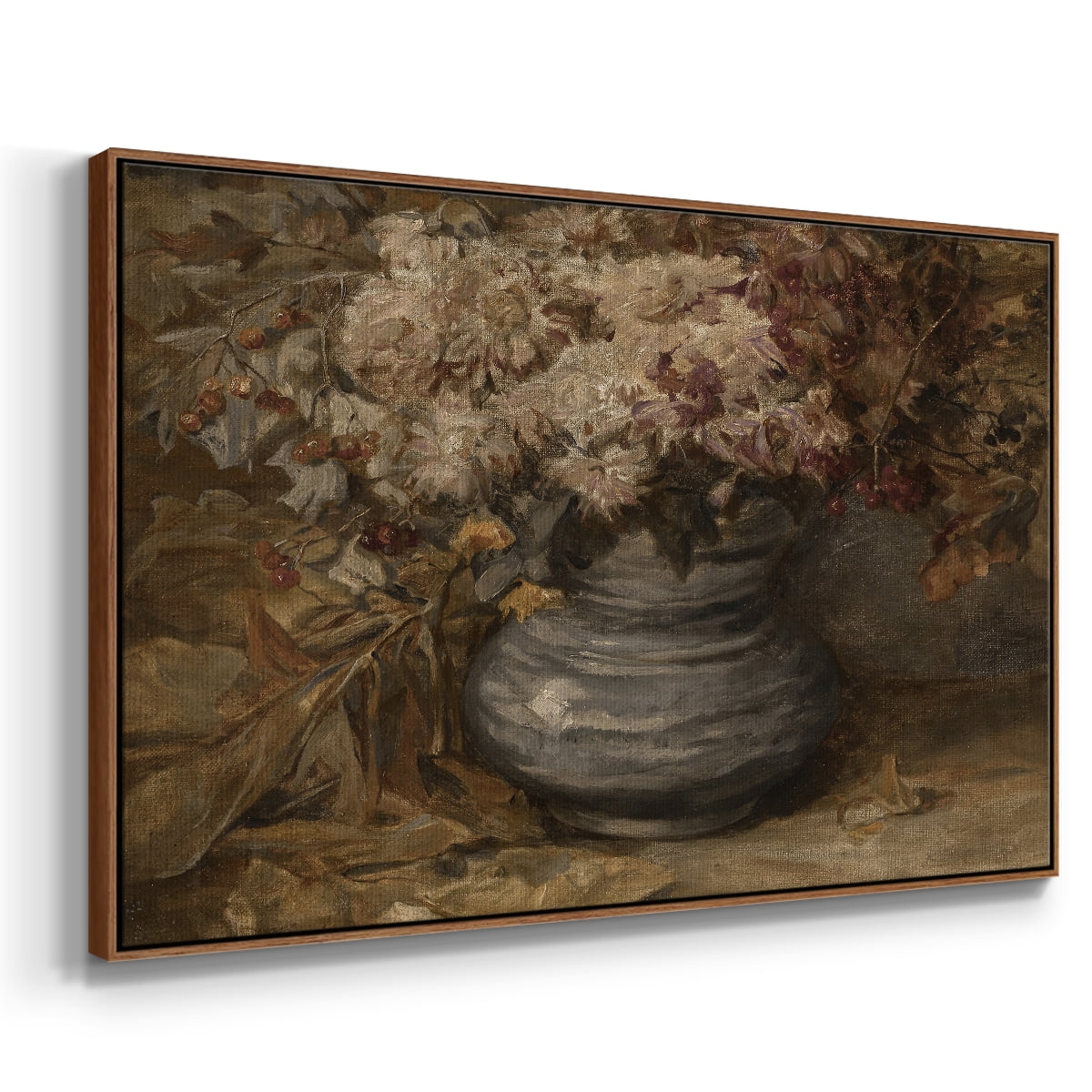 Vintage Botanical Print-LXIV By Wexford Home Framed in Walnut Wood Gallery Wrapped Canvas 27 in. x 41 in.