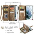 thumbnail image 3 of CaseMe Case for Samsung Galaxy S21 Wallet Case for Women Men, Fashion Durable PU Leather Magnetic Flip Lanyard Strap Wristlet Zipper Card Holder Wallet Phone Case for Samsung Galaxy S21 6.2-inch, 3 of 11