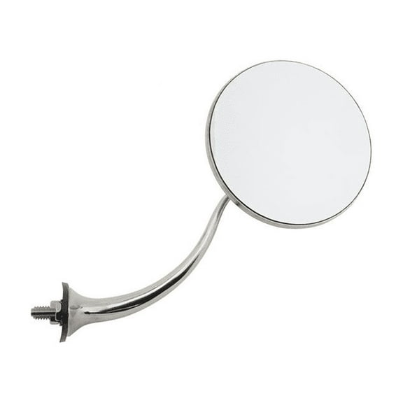 Swan Neck Stainless Passenger Side Door Rear View Mirror, 4 Inch