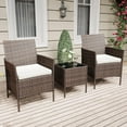 thumbnail image 6 of IdealHouse 3-Piece Patio Furniture Set, Rattan Outdoor Furniture with 2 Chairs & Coffee Table, Modern Outdoor Seating Conversation Bistro Set for Garden Backyard Porch (Brown and Beige), 6 of 9