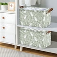 thumbnail image 2 of Yayeee Foldable Storage Basket for Shelves Set of 2 Waterproof Cloth Bins with Handles, Green Floral Cat Pattern, 2 of 7