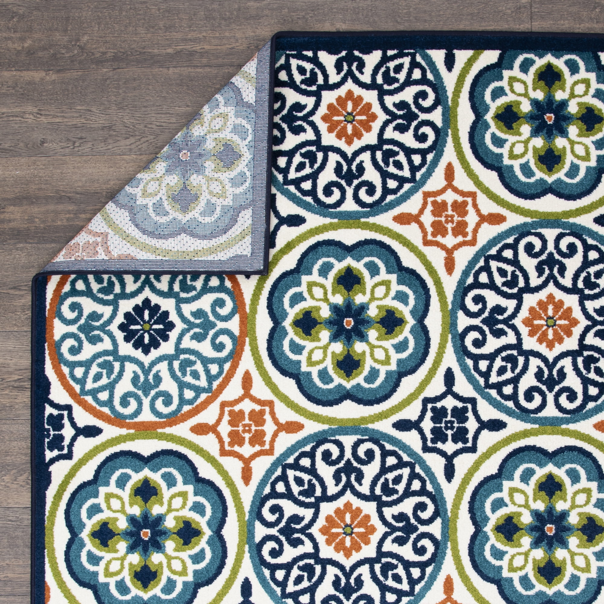 Loomaknoti Terrace Tropic Nerleno 9' x 12' Geometric Indoor/Outdoor Area Rug , Blue/Orange