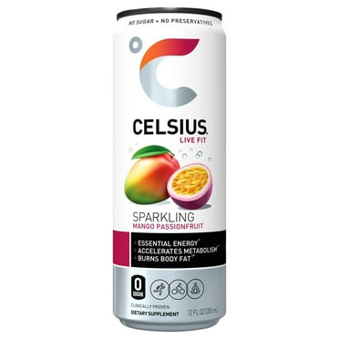Celsius Zero Sugar Sparkling Energy Drink - Mango Passionfruit - 12 oz- Pack of 2